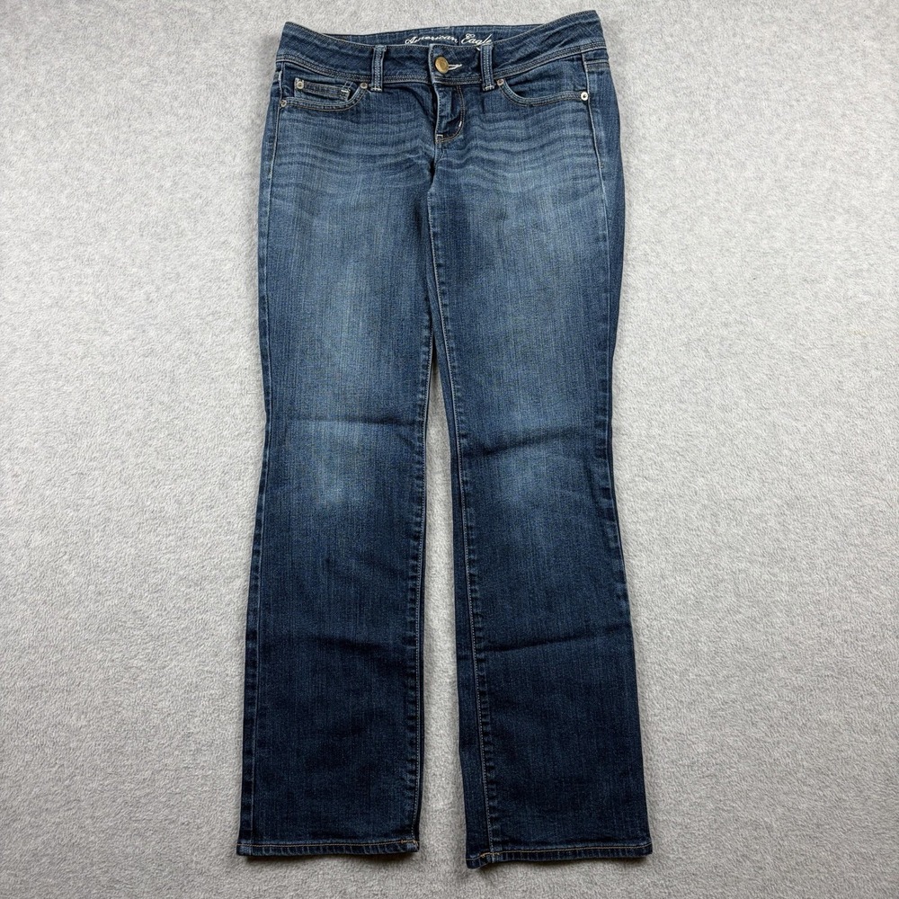 American Eagle Jeans Women's 4 Blue Slim Boot Low Rise Stretch Denim Faded